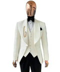 SUIT - Three Piece [White Top, Inner &Black Trouser]