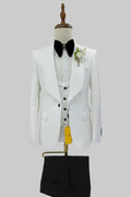 SUIT - Three Piece [White Suit, Inner & Black Trouser] 46-58